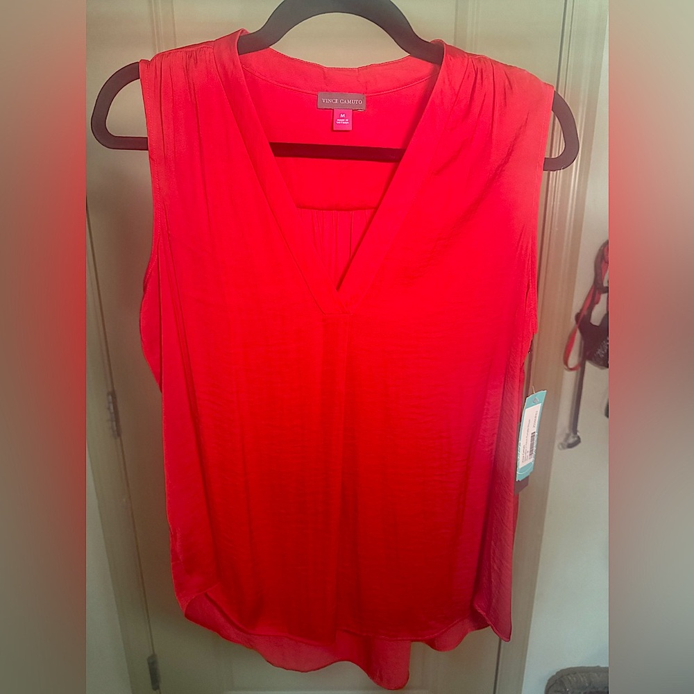 Vince Camuto Vibrant Red Sleeveless Blouse NWT